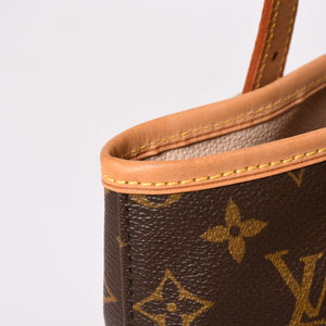 LOUIS VUITTON ルイヴィトン バケットPM ハンドバッグ M42238 モノグラム ブラウン レザー PVC ゴールド金具 美品 中古 4a003188