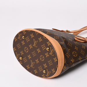 LOUIS VUITTON ルイヴィトン バケットPM ハンドバッグ M42238 モノグラム ブラウン レザー PVC ゴールド金具 美品 中古 4a003188
