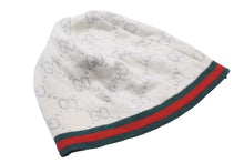 画像をギャラリービューアに読み込む, GUCCI グッチ ベビーニットキャップ 帽子 GG柄 261826 3K206 9266 ウール ベージュ レッド グリーン キッズ 良品 中古 55099