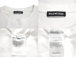 極美品 BALENCIAGA バレンシアガ フロントロゴプリント 半袖Ｔシャツ 2020年製 コットン ホワイト ブラック サイズM 中古 55187