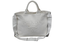 Load image into Gallery viewer, PRADA プラダ トートバッグ ドリル 2WAY トートバッグ ショルダーバッグ コットンキャンバス 1BG395 2VG081 中古 55241