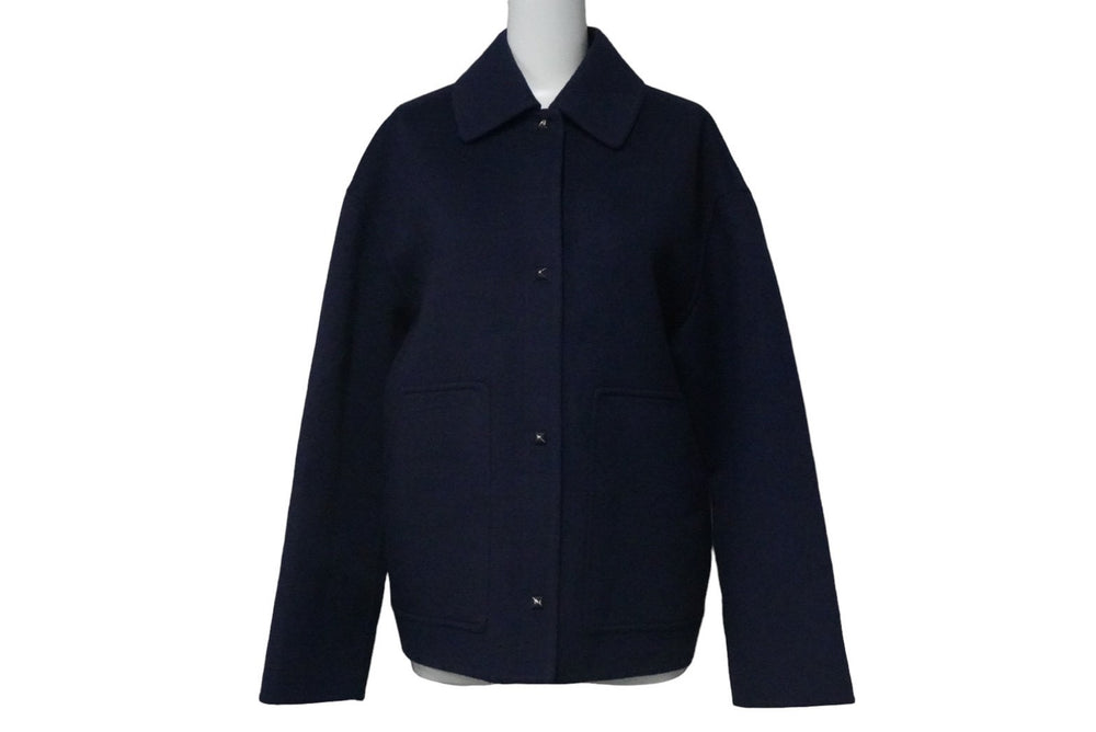 Like new HERMES Jacket Coat Navy Cashmere Size 36 *17-7102 Made in France Used 55270