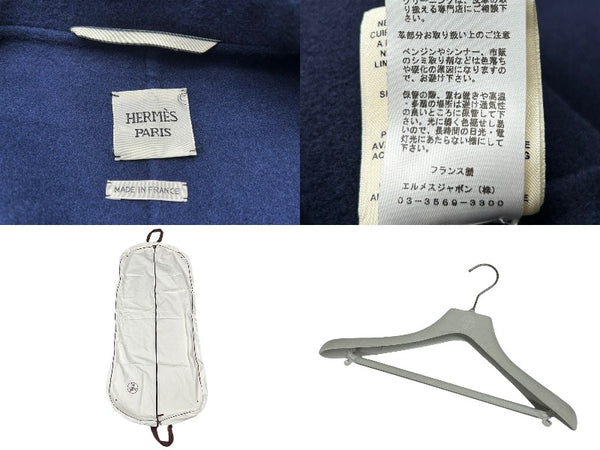 新品同様 HERMES エルメス ジャケット コート ネイビー カシミヤ サイズ36 *17-7102 フランス製 中古 55270