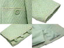 画像をギャラリービューアに読み込む, 極美品 CHANEL シャネル ジャケット ココマーク 97P グリーン ツイード P07346V05393 サイズ40 中古 55317