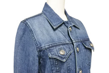 画像をギャラリービューアに読み込む, CHROME HEARTS クロムハーツ セメタリークロスパッチ デニムジャケット ホースシューボタン ブルー SV925 サイズS 美品 中古 55354