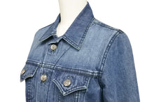 画像をギャラリービューアに読み込む, CHROME HEARTS クロムハーツ セメタリークロスパッチ デニムジャケット ホースシューボタン ブルー SV925 サイズS 美品 中古 55354