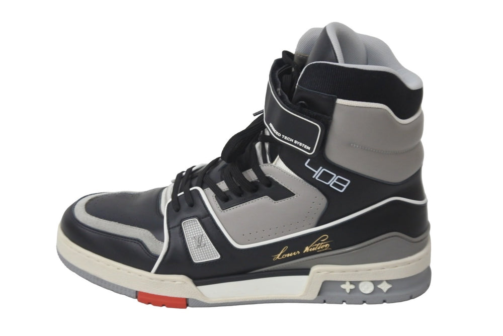 LOUIS VUITTON Sneakers High Top Trainers 19SS Black Gray 8 1/2 Virgil 1A7RTY Good Condition Used 55414