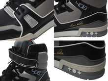 Load image into Gallery viewer, LOUIS VUITTON ルイヴィトン スニーカー ハイトップ トレイナー 19SS ブラック グレー 8 1/2 ヴァージル 1A7RTY 美品 中古 55414