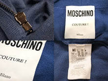 画像をギャラリービューアに読み込む, MOSCHINO モスキーノ ニット セーター ジップアップ ニット フーディー ブルー 美品 中古 55436