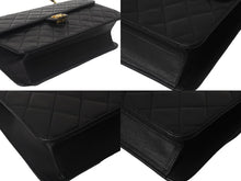 画像をギャラリービューアに読み込む, CHANEL シャネル チェーンショルダーバッグ プッシュロック 4番台 ココマーク ラムスキン ブラック ゴールド 美品 中古 55457