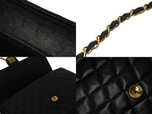 画像をギャラリービューアに読み込む, CHANEL シャネル チェーンショルダーバッグ プッシュロック 4番台 ココマーク ラムスキン ブラック ゴールド 美品 中古 55457