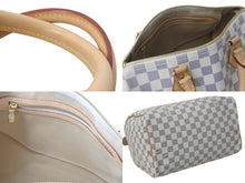 画像をギャラリービューアに読み込む, 新品同様 LOUIS VUITTON ルイヴィトン スピーディ30 ダミエ アズール N41533 ホワイト ベージュ 中古 55474