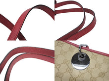 画像をギャラリービューアに読み込む, 極美品 GUCCI グッチ トートバッグ ハンドバッグ 120837 GGキャンバス レザー ベージュ レッド ブラックメタル金具 中古 4b005548