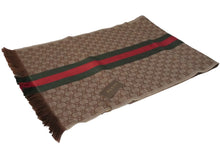 画像をギャラリービューアに読み込む, 新品未使用 GUCCI グッチ マフラー ストール ショール GG総柄 シェリーライン フリンジ ブラウン ベージュ 中古 55527