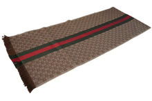 画像をギャラリービューアに読み込む, 新品未使用 GUCCI グッチ マフラー ストール ショール GG総柄 シェリーライン フリンジ ブラウン ベージュ 中古 55527