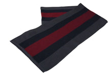 画像をギャラリービューアに読み込む, 極美品 GUCCI グッチ マフラー ショール ウール ストライプ グレー ネイビー レッド 中古 55528