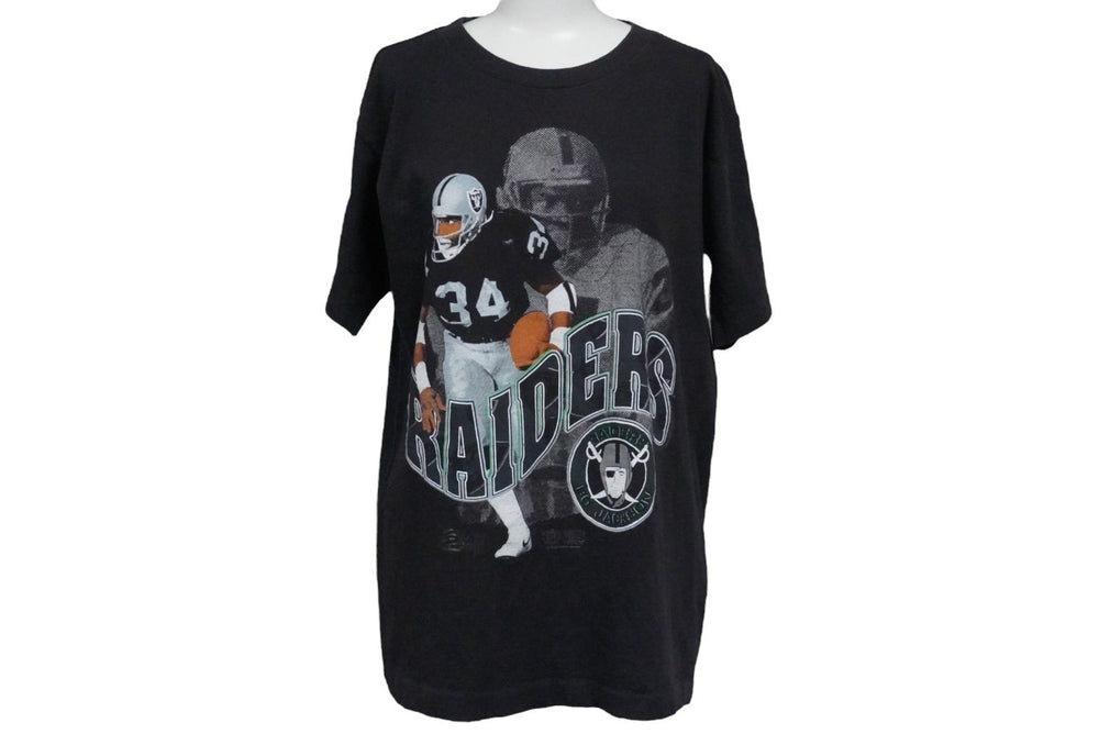 RAIDERS Bo Jackson ラスベガス レイダース ボー ジャクソン NFL ヴィンテージ 半袖Ｔシャツ ブラック コットン M 良品 中古 55556