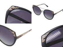 Load image into Gallery viewer, 極美品 BVLGARI ブルガリ セルペンティ サングラス ブラック ゴールド プラスチック ニッケル合金 53□20-145 903279 中古 55592