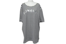 画像をギャラリービューアに読み込む, MONCLER モンクレール ボーダー ロゴ 半袖Ｔシャツ ブラック ホワイト シルバー トップス G10918C7E010 829GR 良品 XL 中古 55615