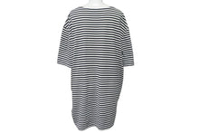 画像をギャラリービューアに読み込む, MONCLER モンクレール ボーダー ロゴ 半袖Ｔシャツ ブラック ホワイト シルバー トップス G10918C7E010 829GR 良品 XL 中古 55615