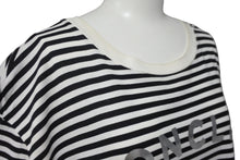 画像をギャラリービューアに読み込む, MONCLER モンクレール ボーダー ロゴ 半袖Ｔシャツ ブラック ホワイト シルバー トップス G10918C7E010 829GR 良品 XL 中古 55615