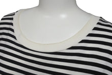 画像をギャラリービューアに読み込む, MONCLER モンクレール ボーダー ロゴ 半袖Ｔシャツ ブラック ホワイト シルバー トップス G10918C7E010 829GR 良品 XL 中古 55615