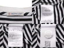 画像をギャラリービューアに読み込む, MONCLER モンクレール ボーダー ロゴ 半袖Ｔシャツ ブラック ホワイト シルバー トップス G10918C7E010 829GR 良品 XL 中古 55615