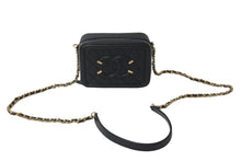 画像をギャラリービューアに読み込む, 極美品 CHANEL シャネル CCフィグリー ミニチェーンショルダーバッグ A84452 キャビアスキン ブラック ゴールド金具 中古 55712