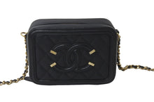 画像をギャラリービューアに読み込む, 極美品 CHANEL シャネル CCフィグリー ミニチェーンショルダーバッグ A84452 キャビアスキン ブラック ゴールド金具 中古 55712