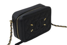 画像をギャラリービューアに読み込む, 極美品 CHANEL シャネル CCフィグリー ミニチェーンショルダーバッグ A84452 キャビアスキン ブラック ゴールド金具 中古 55712