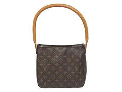 LOUIS VUITTON ルイヴィトン ルーピングMM ワンショルダーバッグ M51146 モノグラム PVC レザー ブラウン ゴールド金具 美品 中古 4b005573