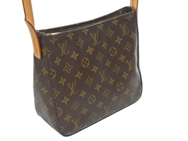 LOUIS VUITTON ルイヴィトン ルーピングMM ワンショルダーバッグ M51146 モノグラム PVC レザー ブラウン ゴールド金具 美品 中古 4b005573