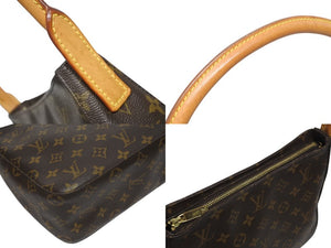 LOUIS VUITTON ルイヴィトン ルーピングMM ワンショルダーバッグ M51146 モノグラム PVC レザー ブラウン ゴールド金具 美品 中古 4b005573