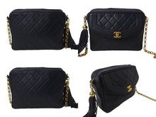 Load image into Gallery viewer, CHANEL シャネル ショルダーバッグ マトラッセ ビジュー チェーンショルダー 紺 フリンジ ラムスキン 美品 中古 55768