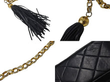 Load image into Gallery viewer, CHANEL シャネル ショルダーバッグ マトラッセ ビジュー チェーンショルダー 紺 フリンジ ラムスキン 美品 中古 55768