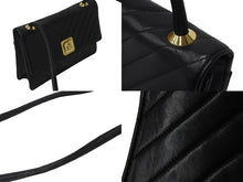 画像をギャラリービューアに読み込む, CHANEL シャネル ショルダーバッグ シェブロンステッチ ブラック ココマーク 2番台 ラムスキン ゴールド金具 美品 中古 55769