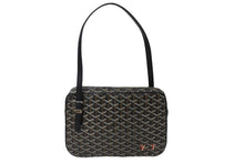 画像をギャラリービューアに読み込む, GOYARD ゴヤール ショルダーバッグ ヨナGM ブラック レザー コーティングキャンバス シルバー金具 美品 中古 55799