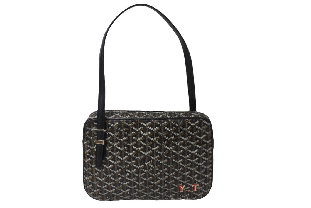 GOYARD ゴヤール ショルダーバッグ ヨナGM ブラック レザー コーティングキャンバス シルバー金具 美品 中古 55799 –  Casanova Vintage