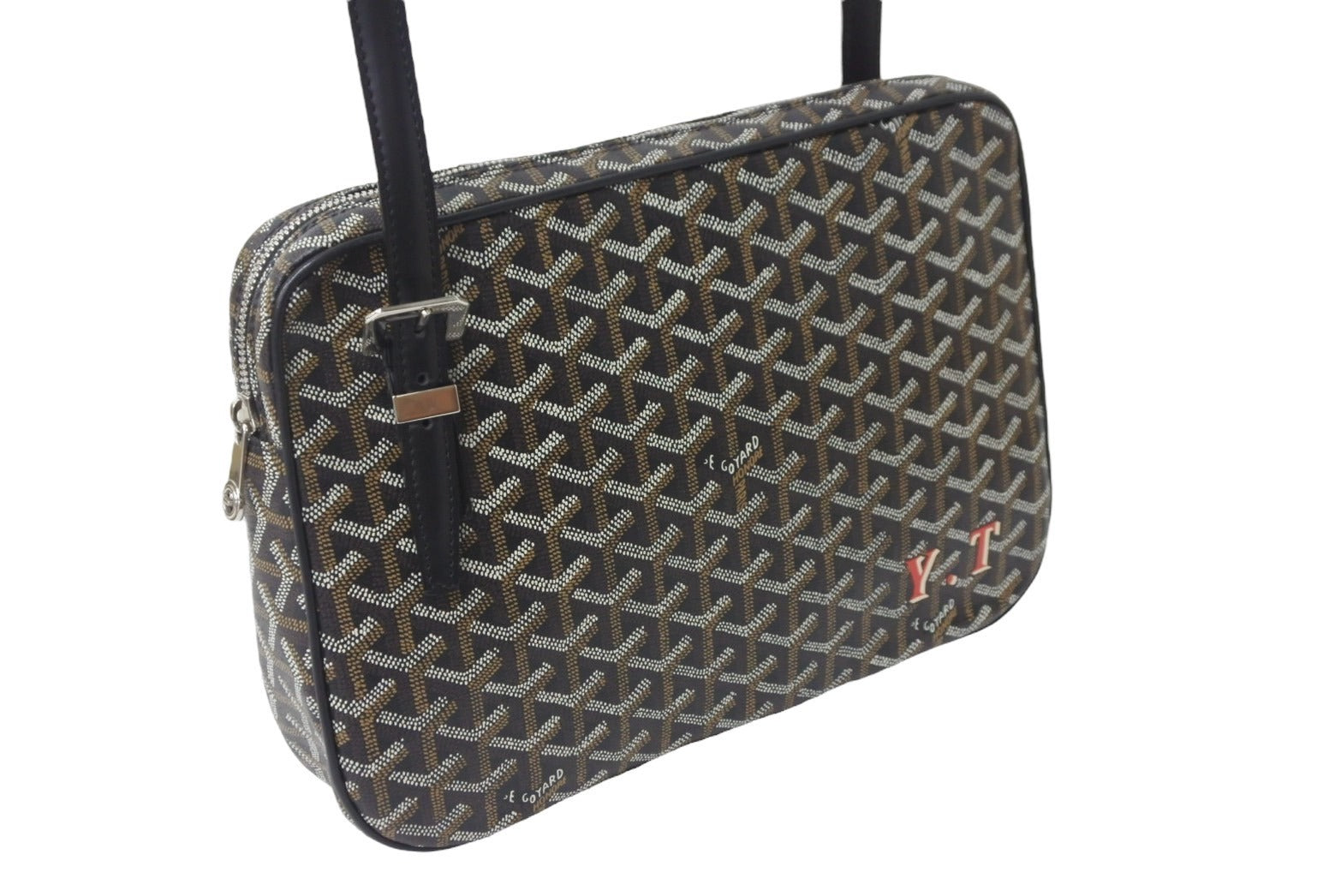 GOYARD ゴヤール ショルダーバッグ ヨナGM ブラック レザー コーティングキャンバス シルバー金具 美品 中古 55799 –  Casanova Vintage