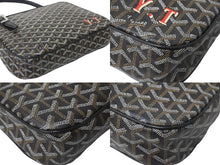 画像をギャラリービューアに読み込む, GOYARD ゴヤール ショルダーバッグ ヨナGM ブラック レザー コーティングキャンバス シルバー金具 美品 中古 55799