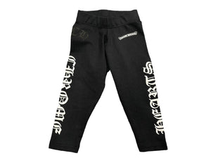 新品未使用 CHROME HEARTS クロムハーツ パンツ レギンス ロゴプリント ブラック キッズ 6 MONTHS 52/41 中古 55810