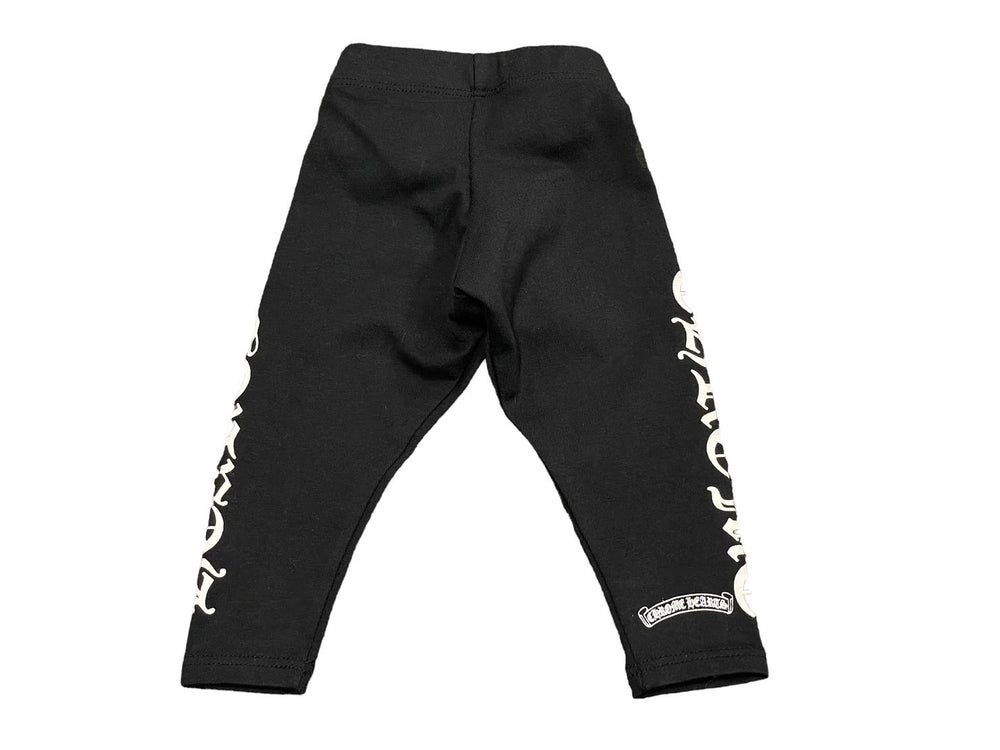 New and unused CHROME HEARTS Pants Leggings Logo Print Black Kids 6 MONTHS 52/41 Used 55810