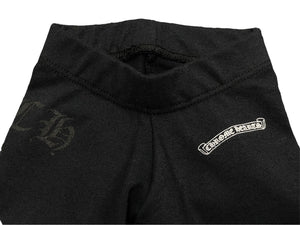 新品未使用 CHROME HEARTS クロムハーツ パンツ レギンス ロゴプリント ブラック キッズ 6 MONTHS 52/41 中古 55810