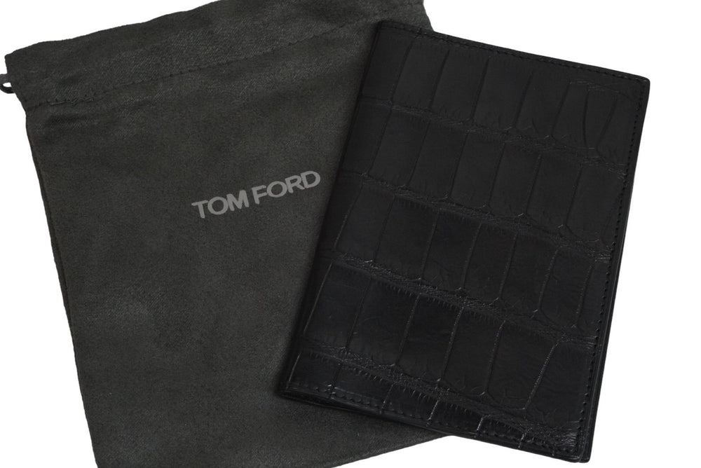 Tom Ford Tom Ford Passport Case Accessory Black Croco Silver Logo Good Condition Used 55822