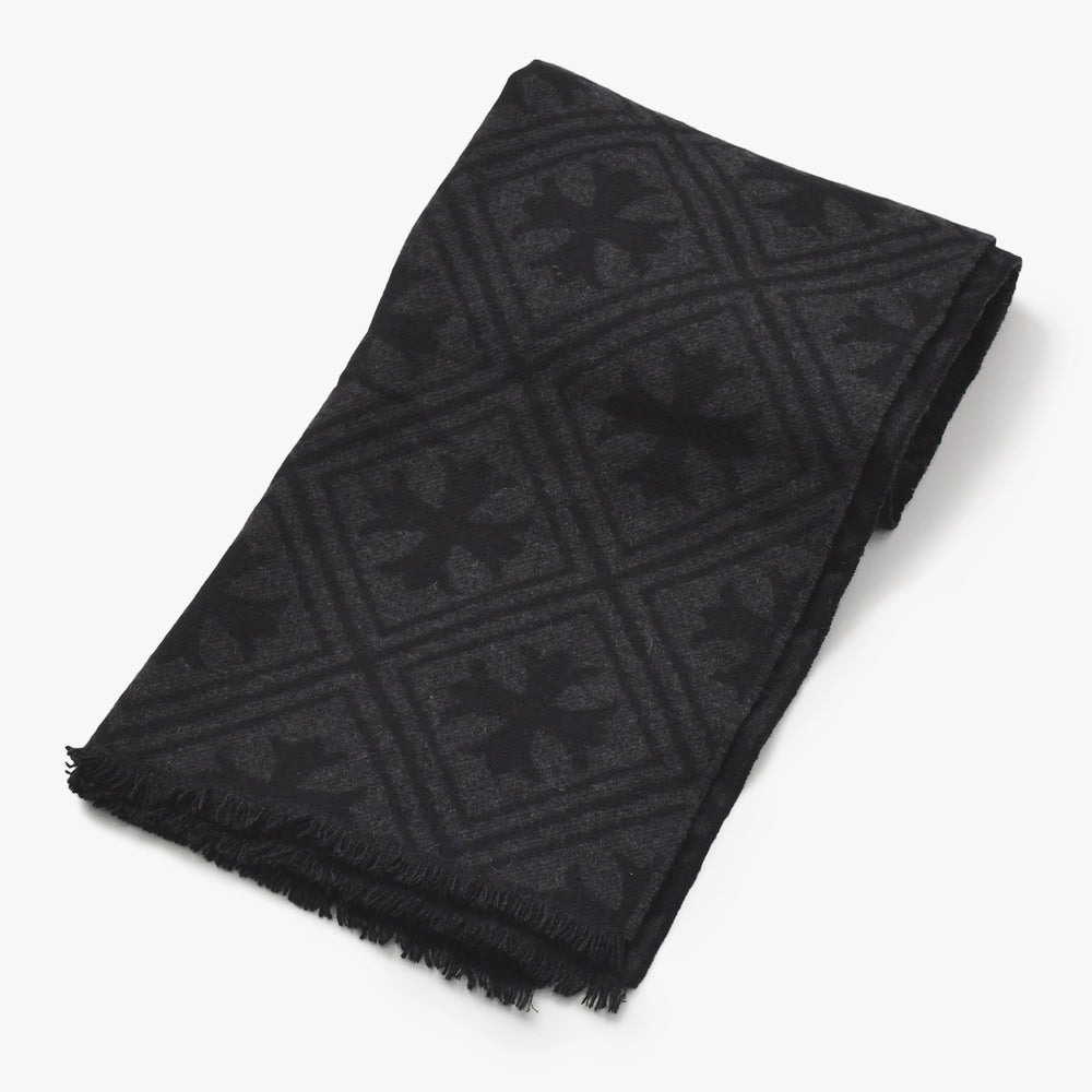 新品未使用 CHROME HEARTS クロムハーツ SCARF MATH PLUS LONG スカーフ マスプラス ロング 総柄 CHプラス カシミヤ 中古 4a005584