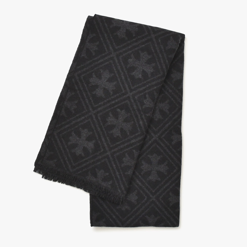 新品未使用 CHROME HEARTS クロムハーツ SCARF MATH PLUS LONG スカーフ マスプラス ロング 総柄 CHプラス カシミヤ 中古 4a005584