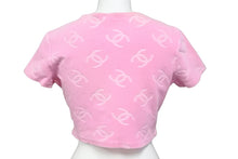 画像をギャラリービューアに読み込む, CHANEL シャネル ヴィンテージ 半袖Ｔシャツ チビT ココマーク クロップド ベロア ピンク 品質タグ無し 良品 中古 55843