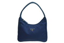 Load image into Gallery viewer, PRADA プラダ ハンドバッグ ワンショルダーバッグ MV515 ホーボー ミニバッグ ポーチ 三角ロゴ ブルー ナイロン 美品 中古 55874