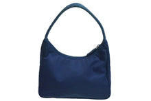 Load image into Gallery viewer, PRADA プラダ ハンドバッグ ワンショルダーバッグ MV515 ホーボー ミニバッグ ポーチ 三角ロゴ ブルー ナイロン 美品 中古 55874