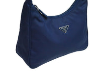 Load image into Gallery viewer, PRADA プラダ ハンドバッグ ワンショルダーバッグ MV515 ホーボー ミニバッグ ポーチ 三角ロゴ ブルー ナイロン 美品 中古 55874